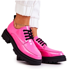 PL5 Lacquered Lace-up Shoes La.Fi Black Joselin pink