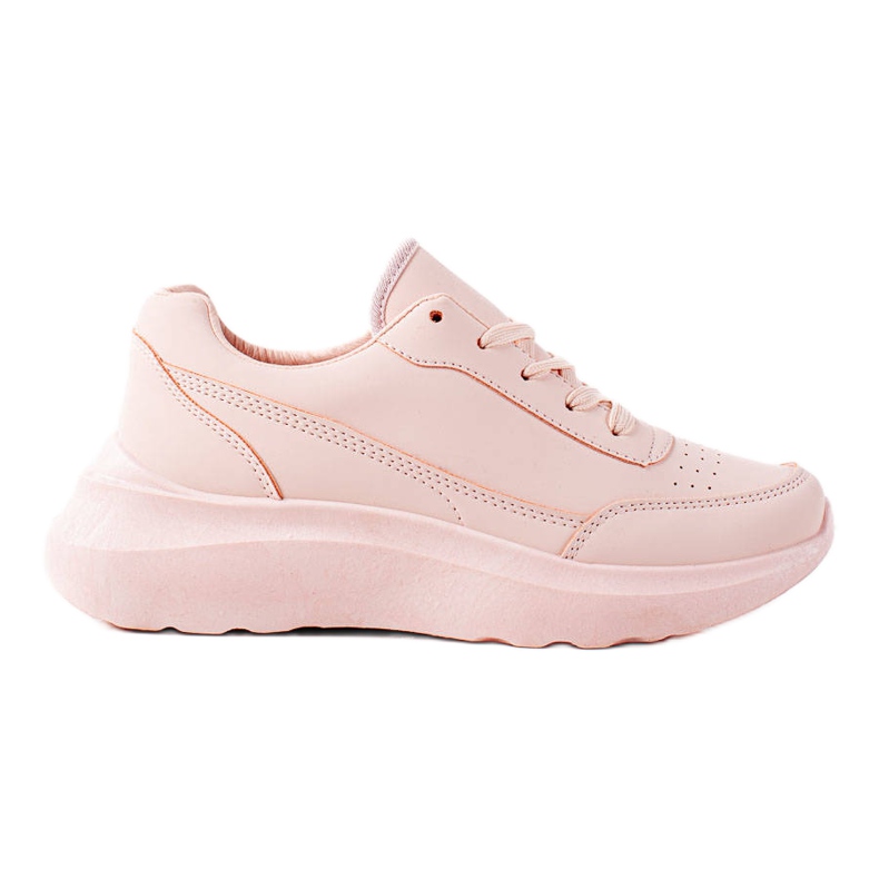 Ideal Shoes Comfortable Eco Leather Sneakers pink
