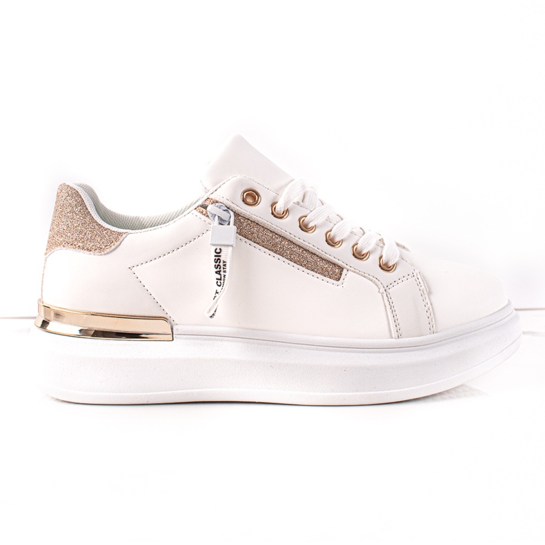 BUONAROTTI White Sneakers With Decorative Zipper
