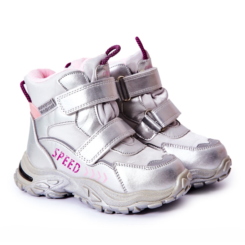 PJ2 Warm Snow Boots With Velcro Silver Percy grey