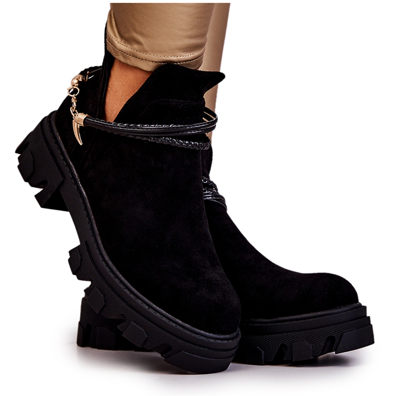 PS1 Suede Worker Boots With Stripes Black Moriah