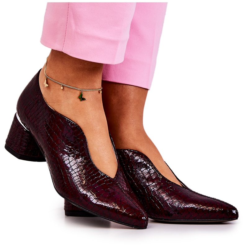 Burgundy snakeskin heels deals
