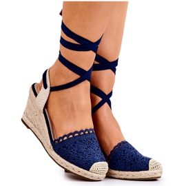 FC2 Espadrilles On A Wedge Openwork Navy Blue Lettica beige FC2 Espadrilles On A Wedge Openwork Navy Blue Lettica beige