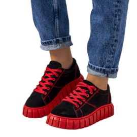 Black sneakers with thick Liane soles red