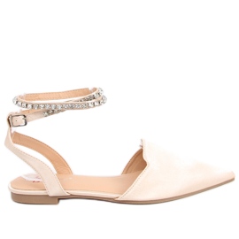 Elegant ballerinas with Dust Champagne stones beige