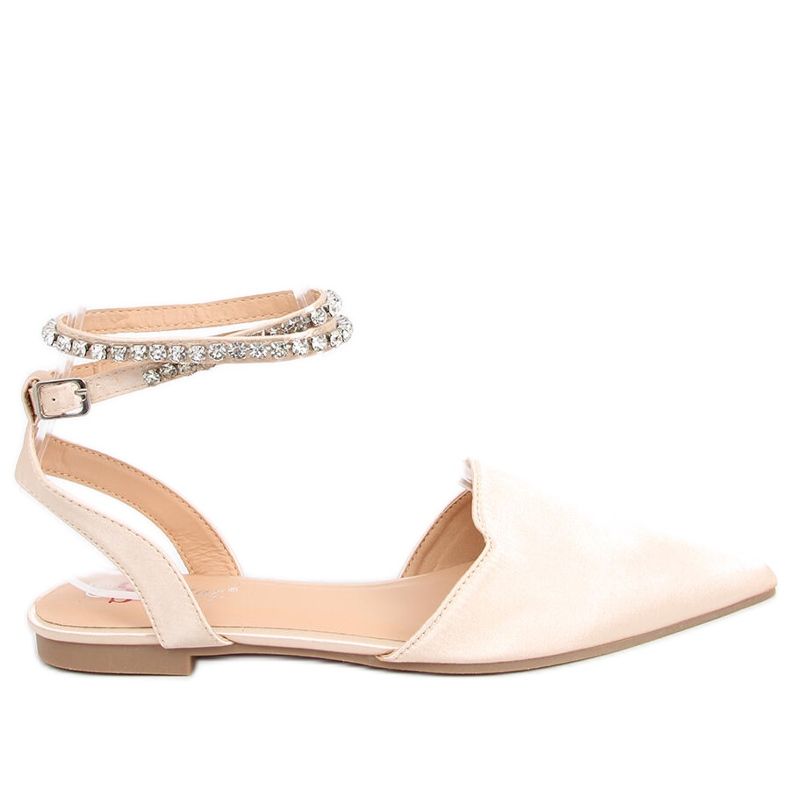 Elegant ballerinas with Dust Champagne stones beige