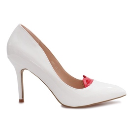 White lacquered heels with a Sonia face White lacquered heels with a Sonia face