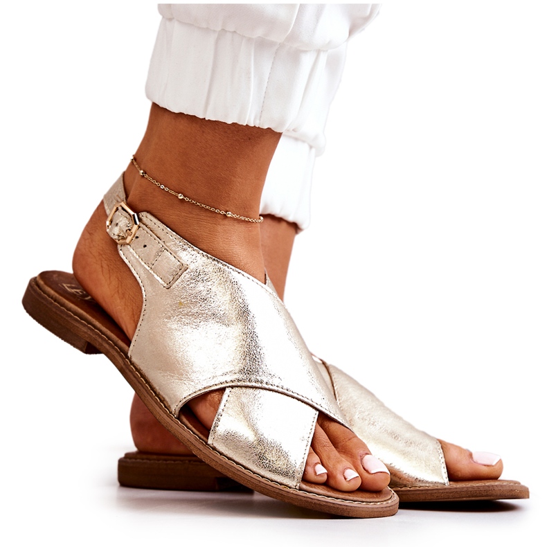 Lewski Shoes Leather Sandals Lewski 3019 Golden