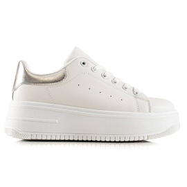Fashionable Sneakers On The Platform white