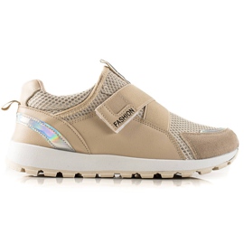 TRENDI Stylish Velcro Sneakers beige brown