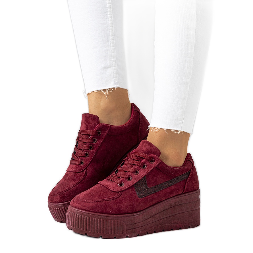 Burgundy platform sneakers best sale