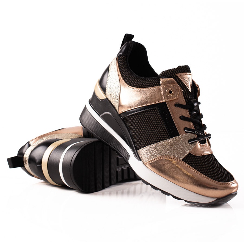 VINCEZA black and gold sneakers golden VINCEZA black and gold sneakers golden