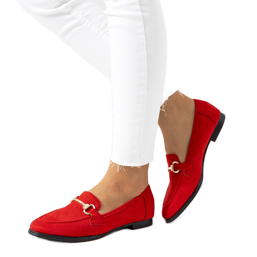 Red 2025 heeled loafers