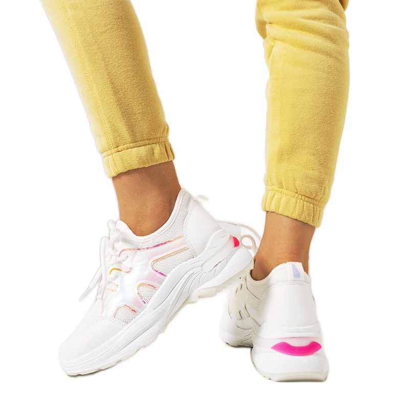 Pink and white Bates sneakers