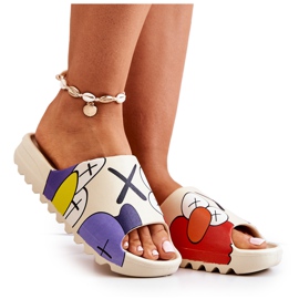 PS1 Printed Rubber Slippers Beige Monsters