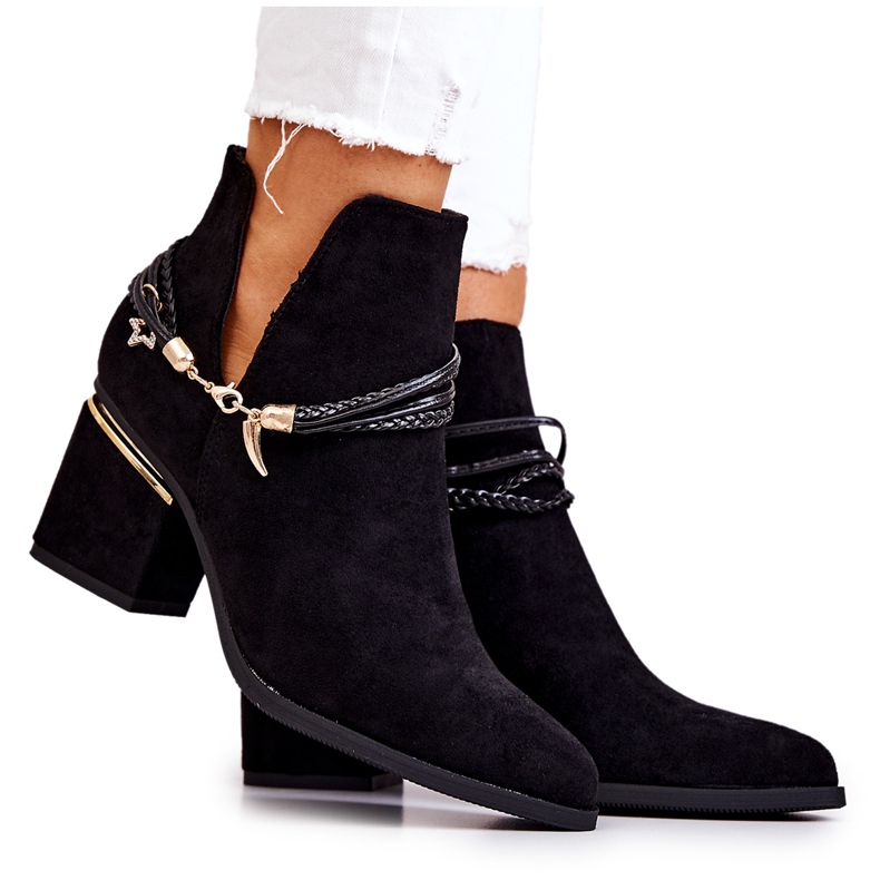 PS1 Inessa Black Suede Cowboy Boots With Stripes PS1 Inessa Black Suede Cowboy Boots With Stripes