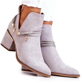 PS1 Inessa Gray Suede Cowboy Boots With Stripes grey