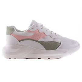 TRENDI Casual White Sneakers pink green TRENDI Casual White Sneakers pink green