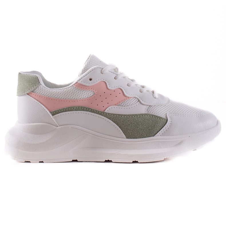 TRENDI Casual White Sneakers pink green