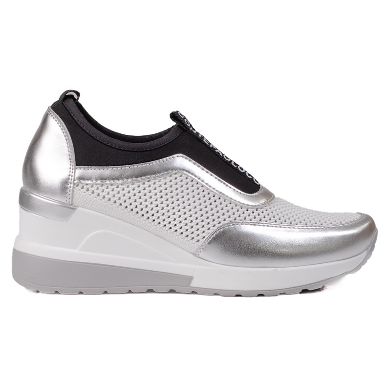 VINCEZA openwork sneakers white silver