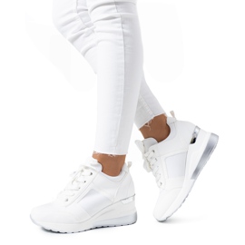 White sneakers on the Lockett wedge silver