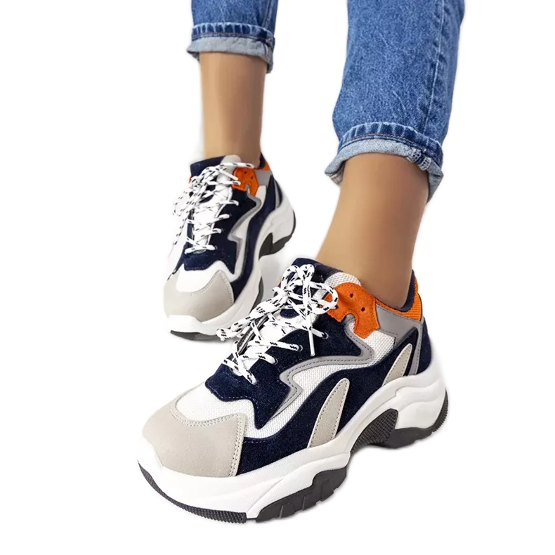 PA1 Navy blue high-soled sneakers from Monica white orange grey PA1 Navy blue high-soled sneakers from Monica white orange grey