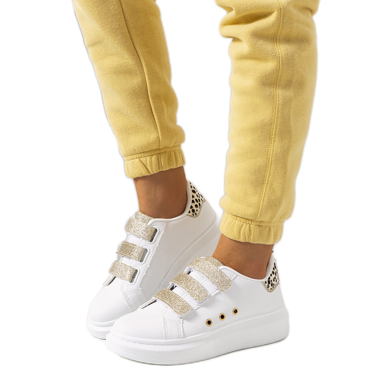 Herrick women's white and gold sneakers golden