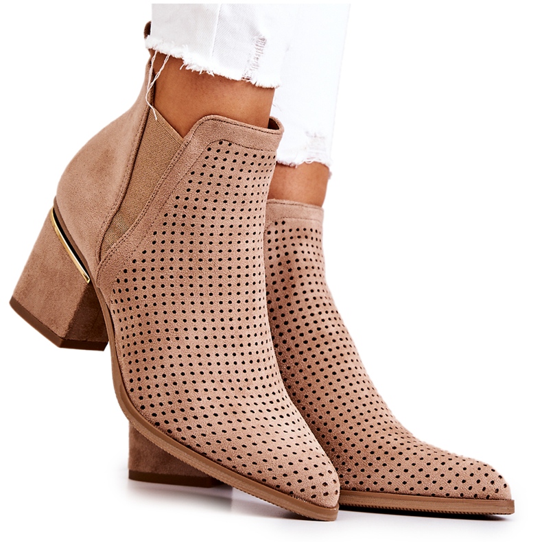 PS1 Suede, Openwork Cowboy Boots Dark beige Helloni