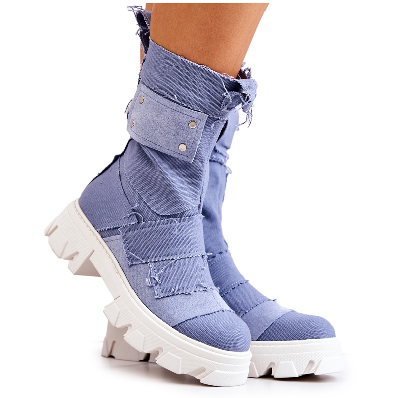 PS1 High Workers Booties On A Blue Nerisa Zipper