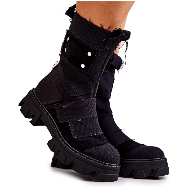 PS1 High Workers Boots On Black Nerisa Zipper