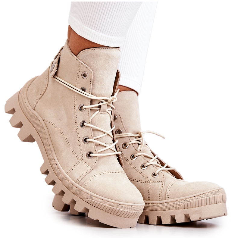 PK1 Beige Marsha Boots Tied Trappers