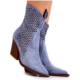 FB1 Openwork Cowboy Boots On A Post Blue Caroline FB1 Openwork Cowboy Boots On A Post Blue Caroline