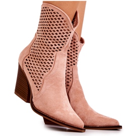 FB1 Openwork Cowboy Boots On A Post Pink Caroline