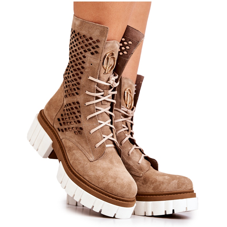 Leather High Boots Workers Nicole Camel 2706 brown Leather High Boots Workers Nicole Camel 2706 brown