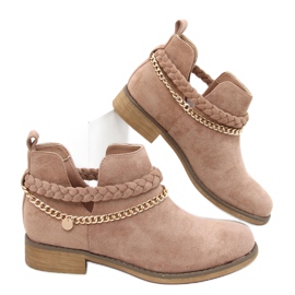Cut-out boots with Cupro Khaki chain beige