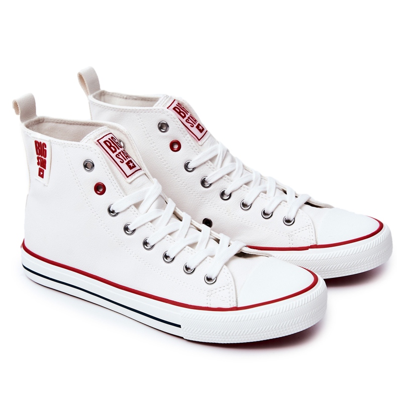 Men's High Leather Sneakers Big Star JJ174071 White Men's High Leather Sneakers Big Star JJ174071 White