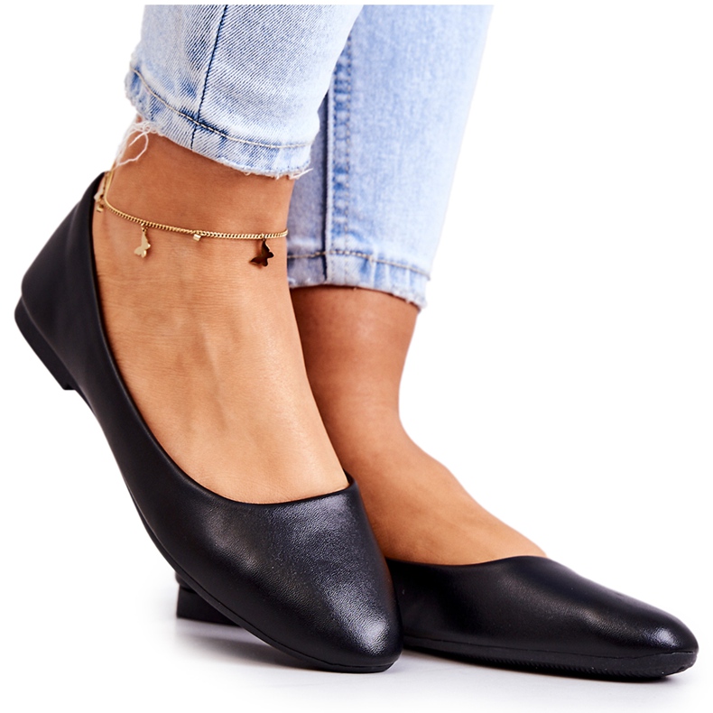 Leather Classic Ballerina Shoes Black Leather Classic Ballerina Shoes Black