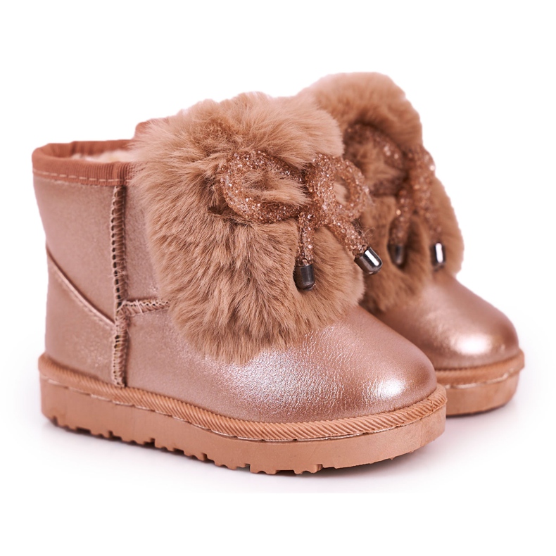 Children's Snow Boots With Fur Pink Gold Aurora golden