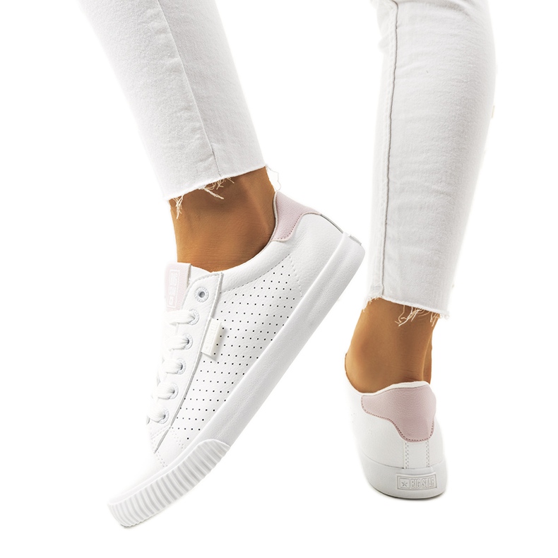 Women's white sneakers Big Star HH274073 pink