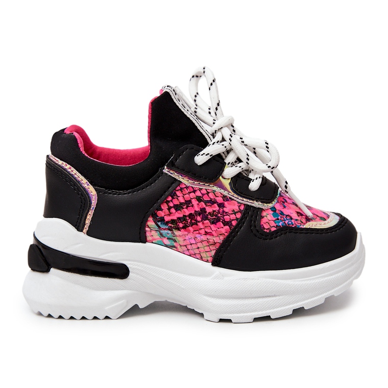 FR1 Leather Sport Shoes Snakeskin Black Gabbie pink