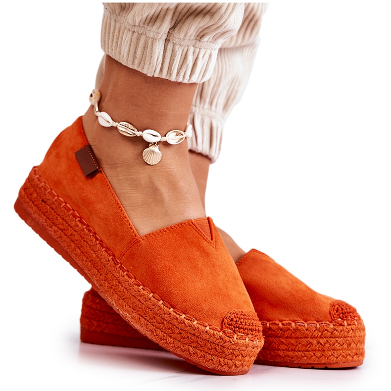 FB2 Lesley Orange Slip-On Suede Espadrilles