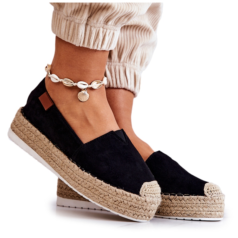 FB2 Black Lesley Suede Slip On Espadrilles