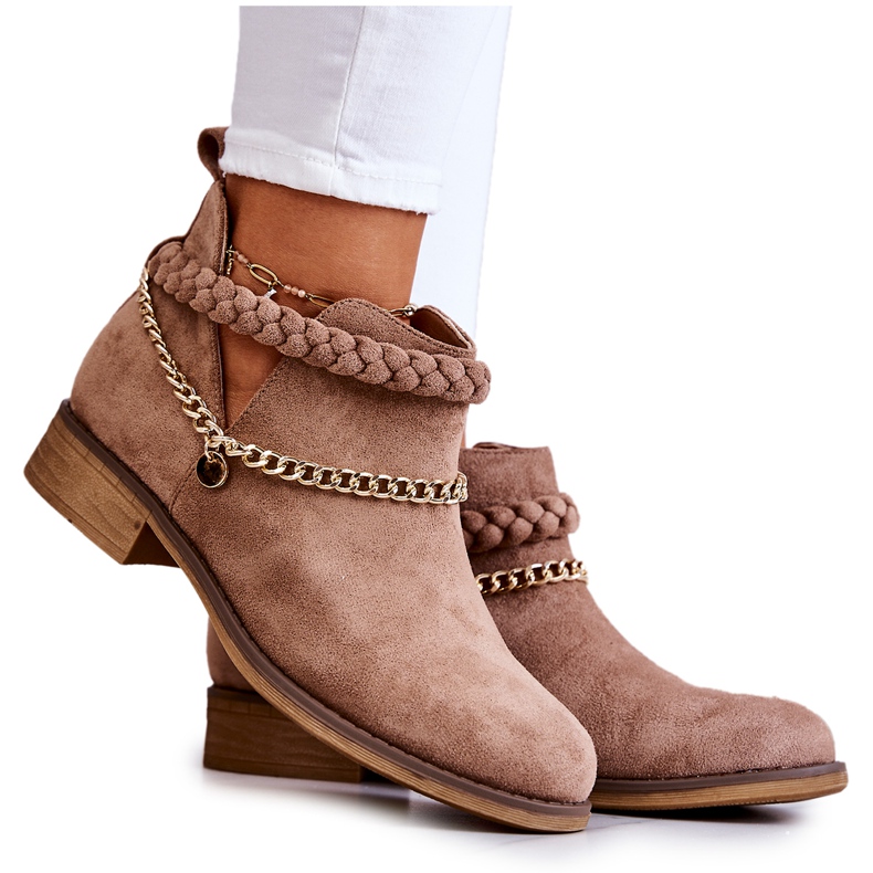 PS1 Suede Boots With A Chain Brown Talitha
