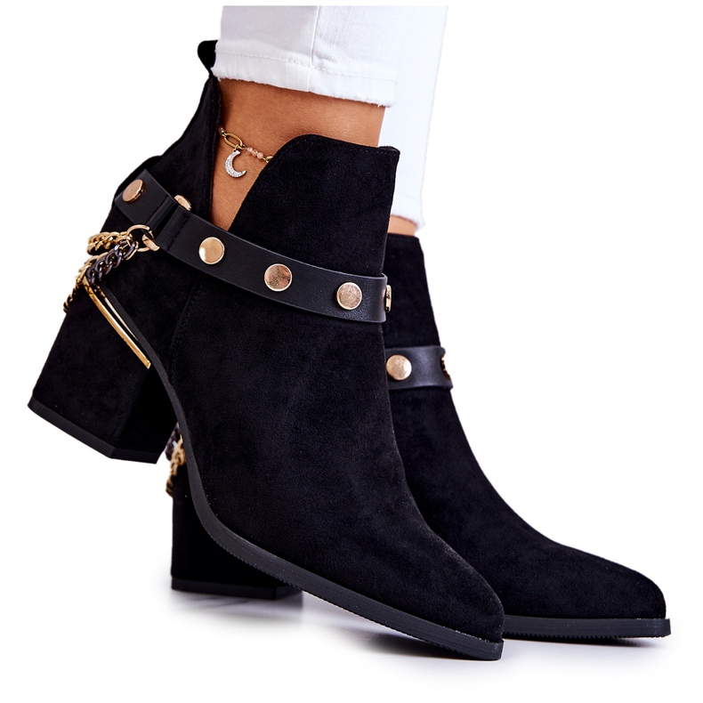 PS1 Suede Women's Boots With Chains Black Tracy