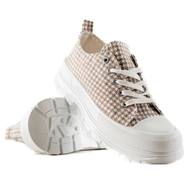 Bona Low Checkered Sneakers white brown