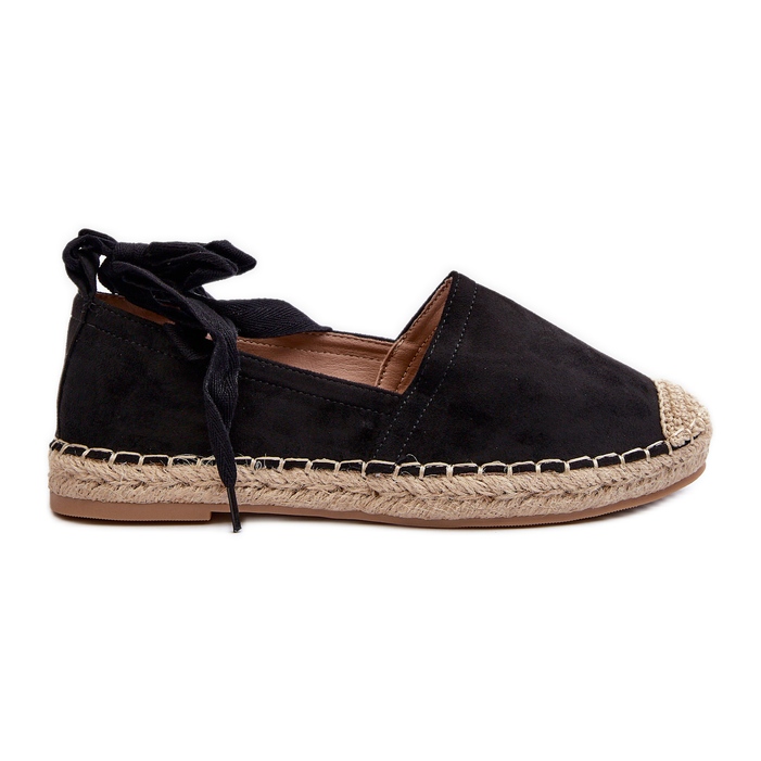 Ismanne Black Suede Espadrilles Tied