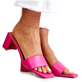 FJ1 Leather Slippers On Heel Pink Netty FJ1 Leather Slippers On Heel Pink Netty