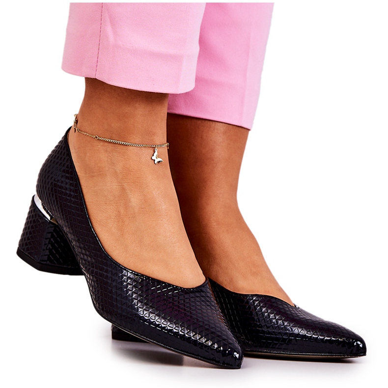 PA2 Leather Pumps Toes In Spitz Navy Blue Marilyn PA2 Leather Pumps Toes In Spitz Navy Blue Marilyn