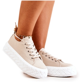 PS1 Sneakers On A Massive Platform Light Beige Suzane PS1 Sneakers On A Massive Platform Light Beige Suzane