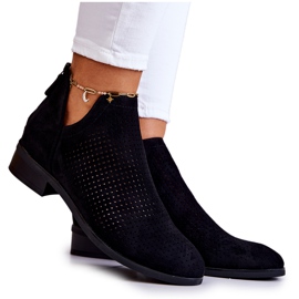 Vinceza Black Shirley Black Openwork Suede Booties